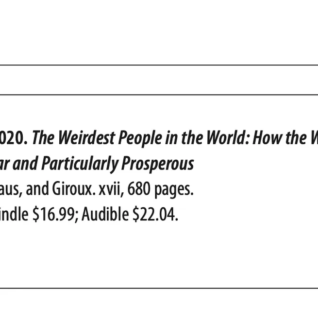 Review of Joseph Henrich, The Weirdest People in the World